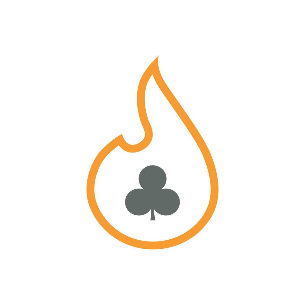 Line art flame with the club poker vector