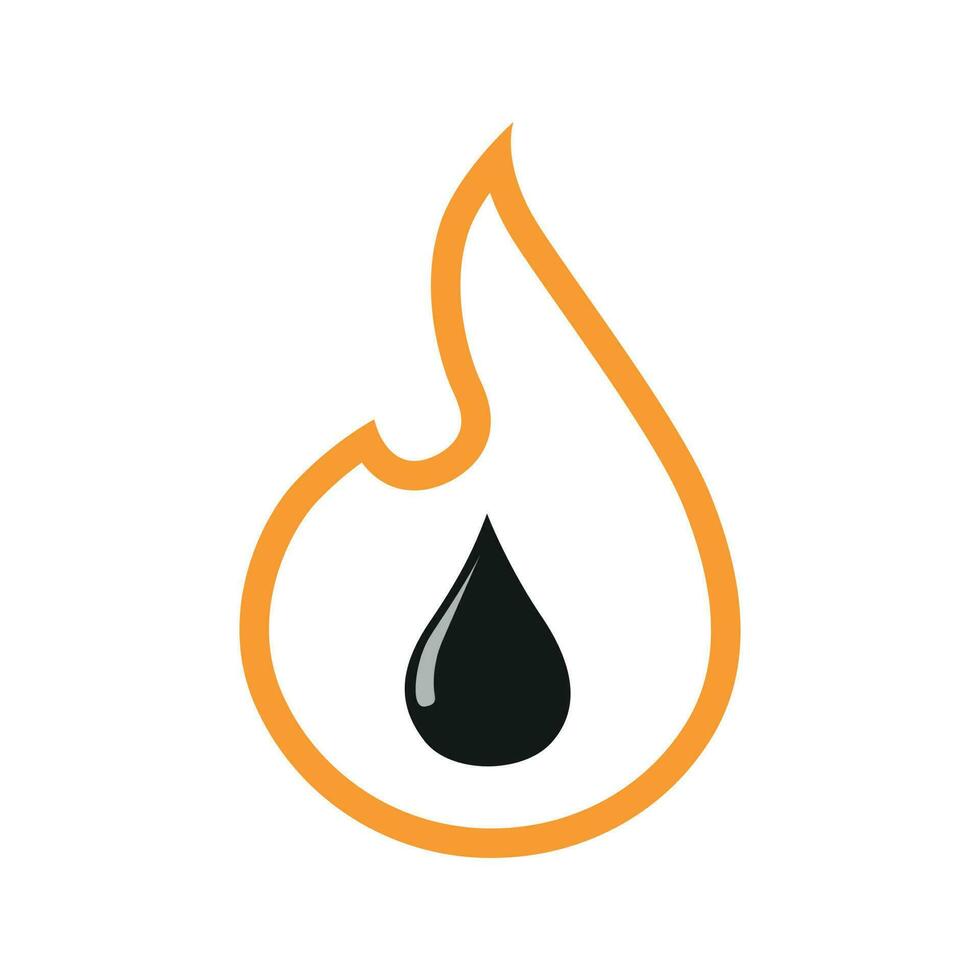 Line art flame with an oil drop icon vector
