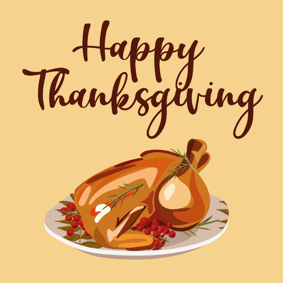 Thanksgiving Day background with traditional dishes. Vector illustration.