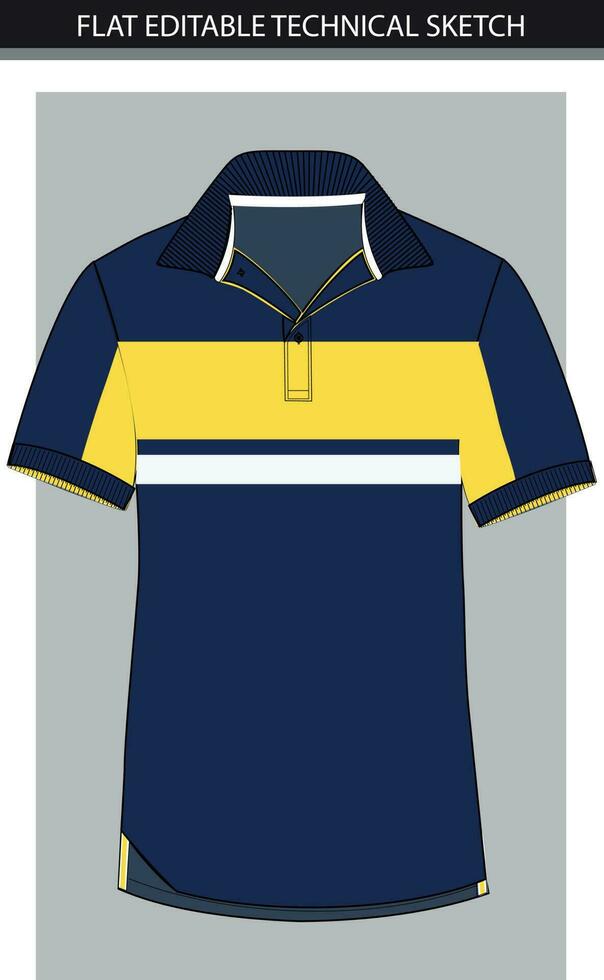 Polo Shirt colour block Design Vector flat sketch illustration file