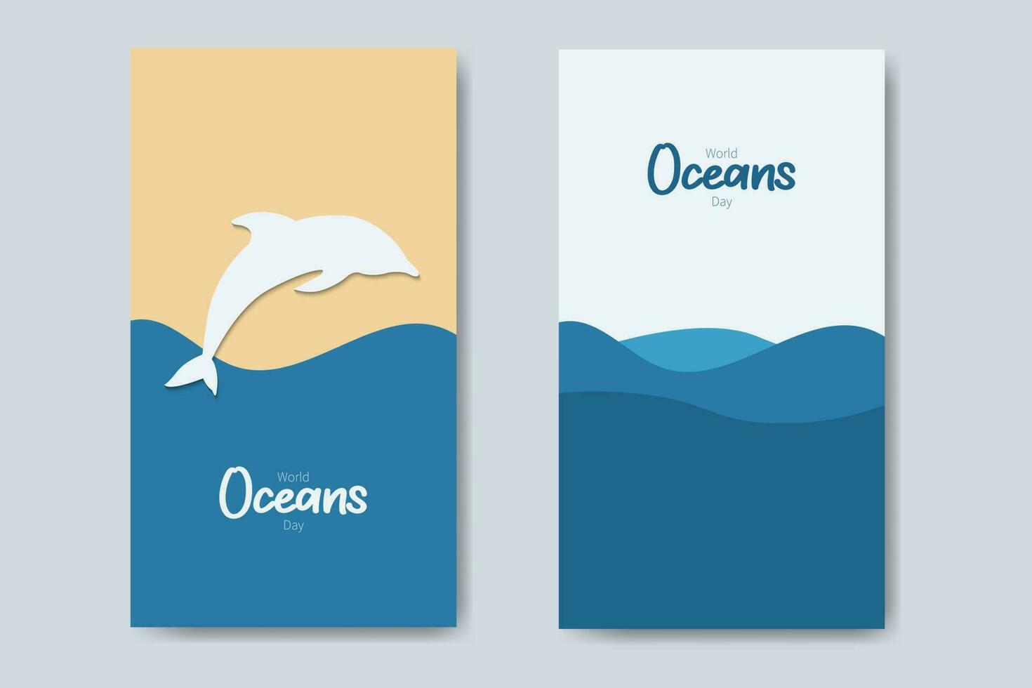 World Oceans Day Bundle Template With Dolphin vector