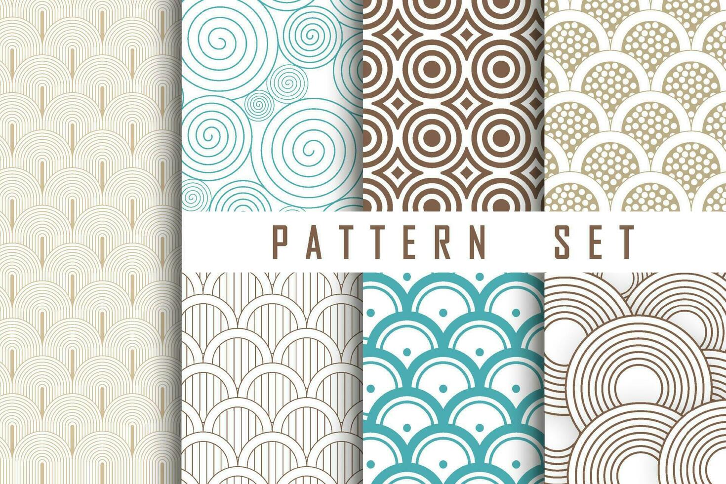 Abstract seamless pattern collection with half circles in Japanese style vector