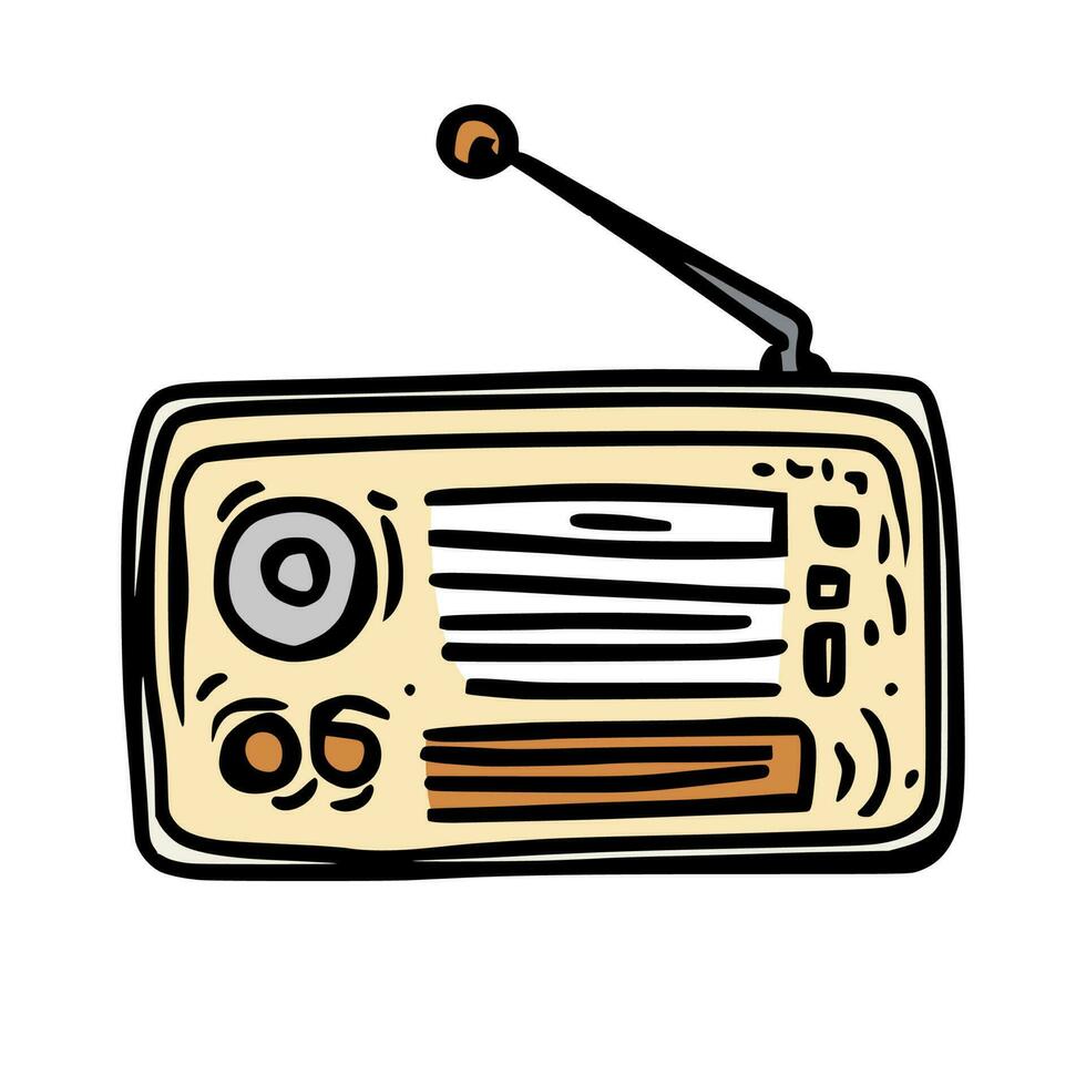 radio illustration in doodle style on isolated background vector
