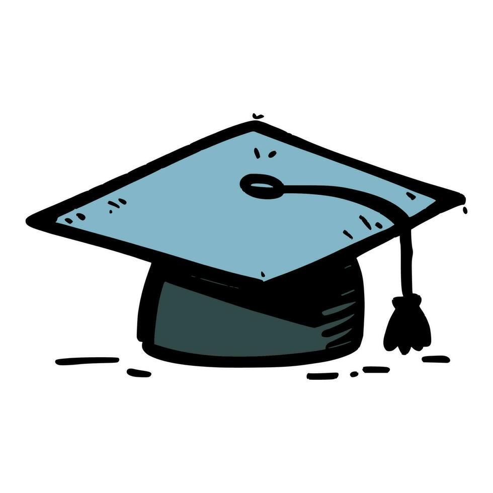 graduation cap illustration in doodle style on isolated background vector