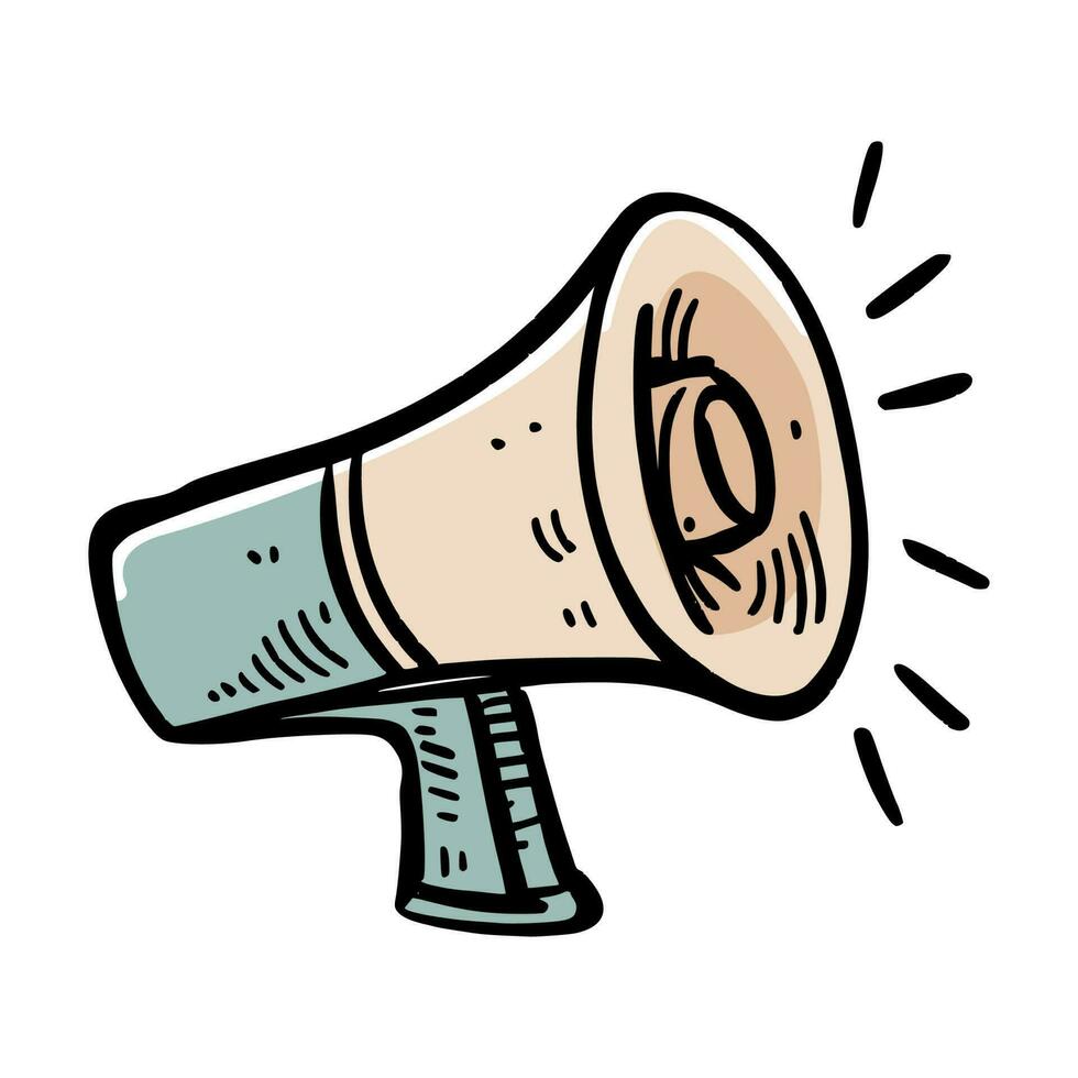 megaphone illustration in doodle style on isolated background vector