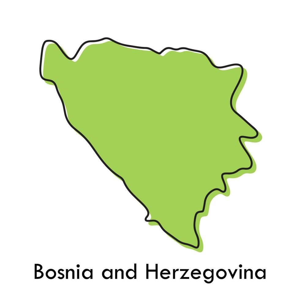 Bosnia and Herzegovina map - simple hand drawn stylized concept with sketch black line outline contour. country border silhouette drawing vector illustration