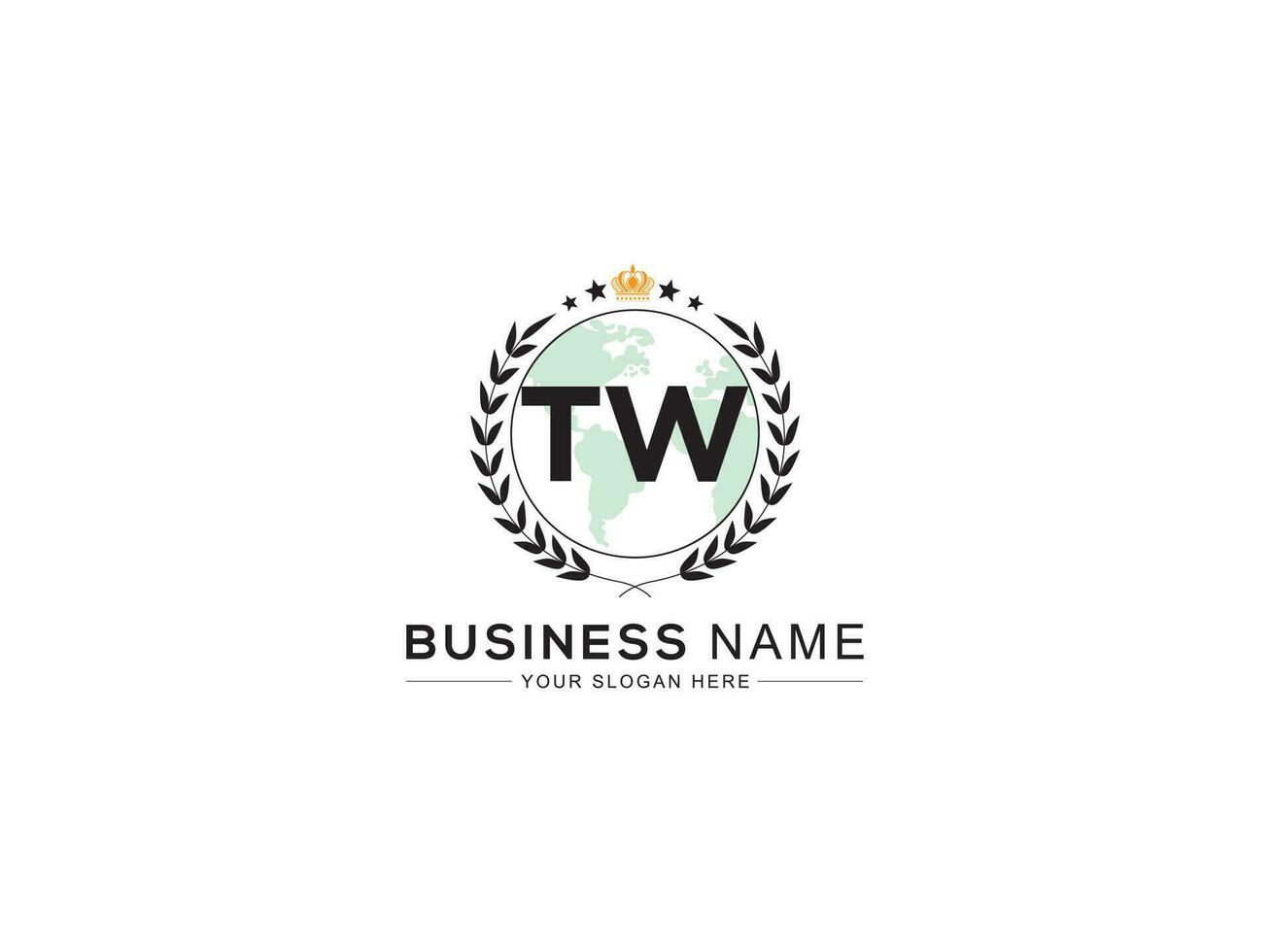 Initial Royal Tw Logo Icon, Minimalist TW Monogram Logo Letter Vector
