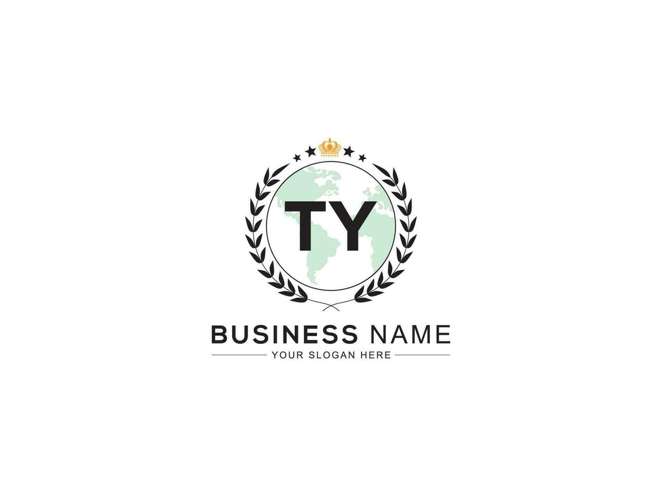 Initial Royal Ty Logo Icon, Minimalist TY Monogram Logo Letter Vector