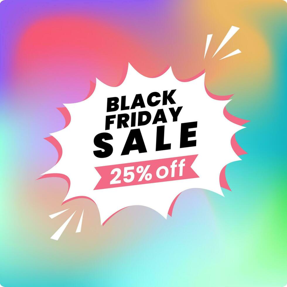 a black friday sale 25 percent off banner design, with discount offer details vector illustration