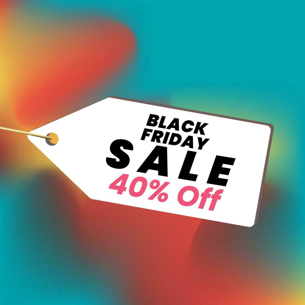 Black Friday 40 percent sale off banner design, banner of discount offer concept vector illustration design on colorful background