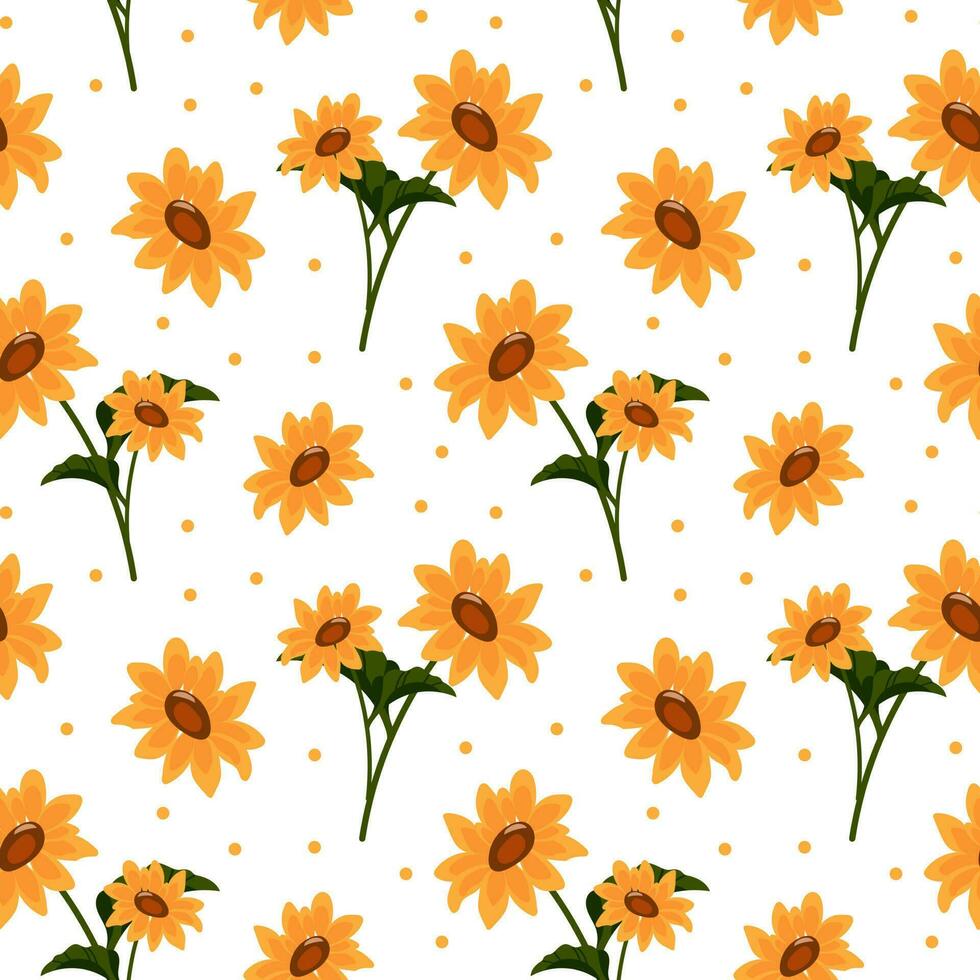 sin costura patrón, girasol flores en un blanco antecedentes. fondo, textil, fondo de pantalla, vector