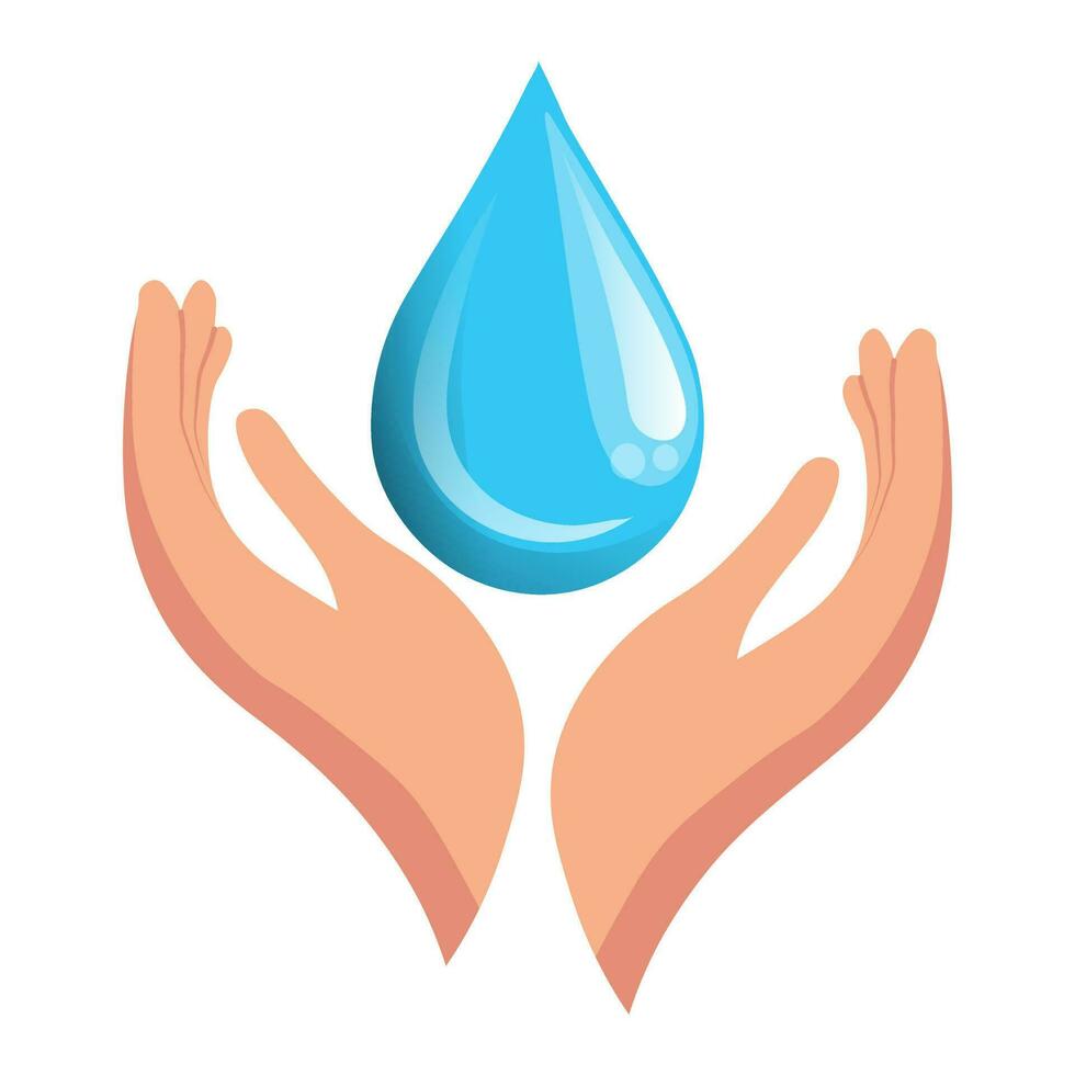 World Water Day, water drop in hands. Banner. poster, postcard, vector
