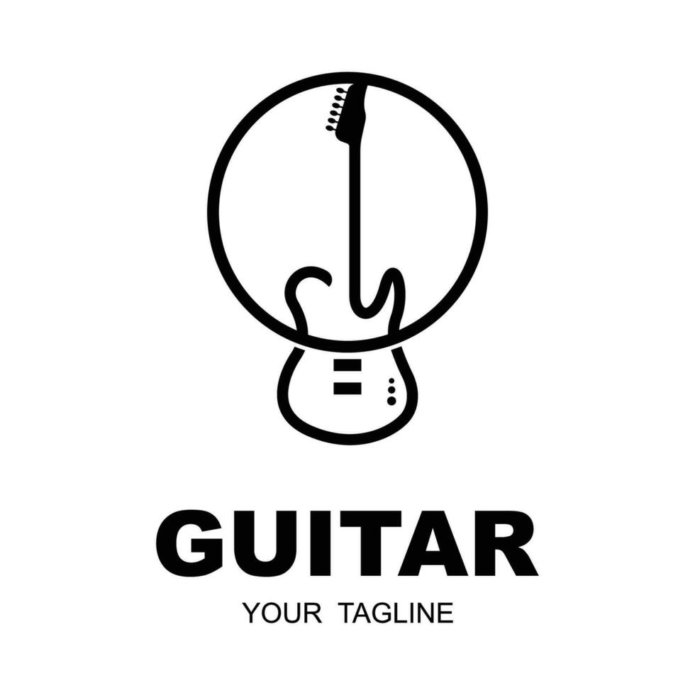 Music and band classic logo, guitar, music club vintage logo vector