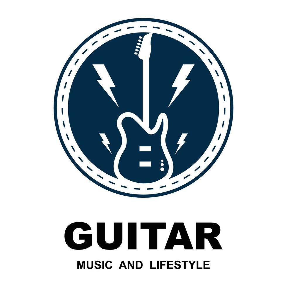 Music and band classic logo, guitar, music club vintage logo vector