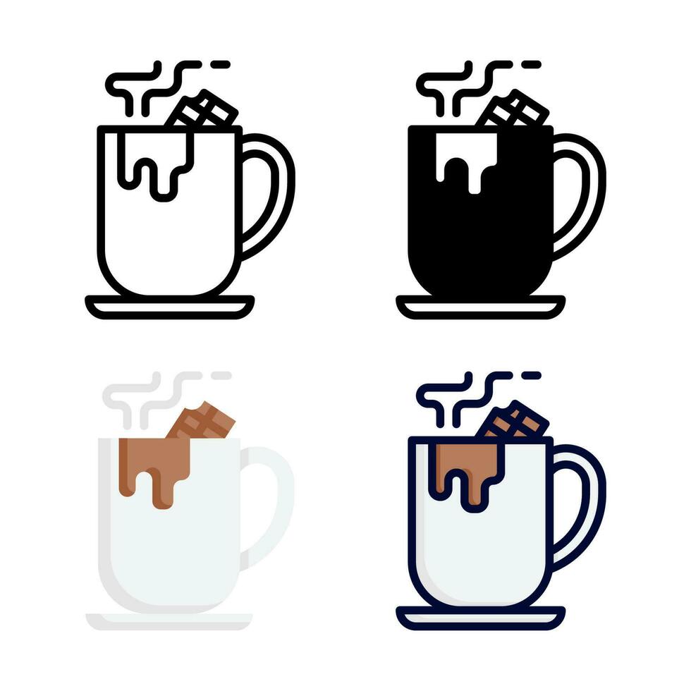 Hot chocolate icon set collection vector