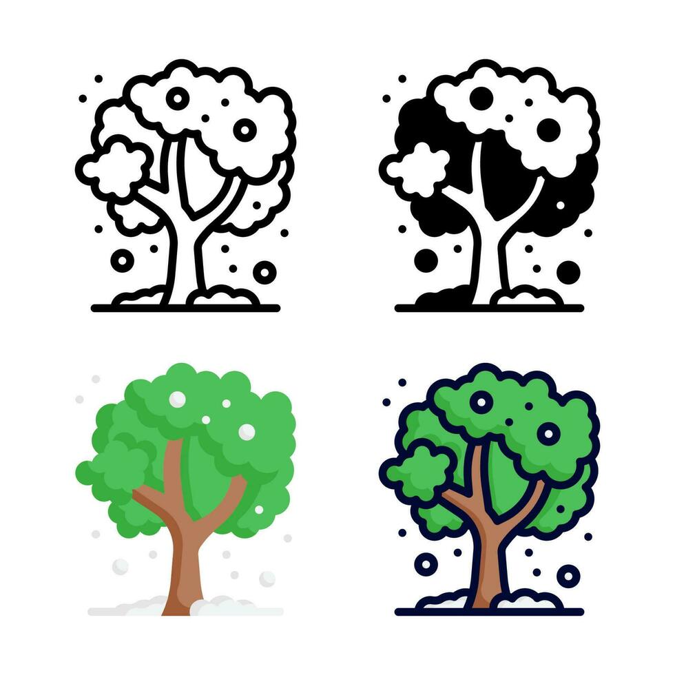 Nevado árbol icono conjunto colección vector