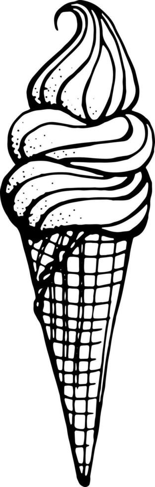 Ice cream in a waffle cone. Vector