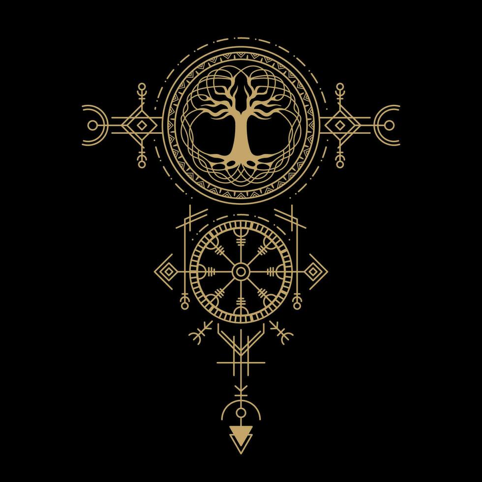 mysterious golden nordic symbol vector design