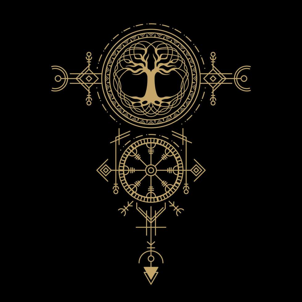 mysterious golden nordic symbol vector design