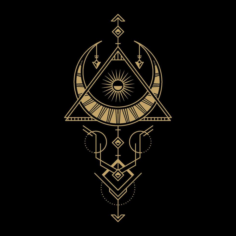 mysterious golden magical circle vector design