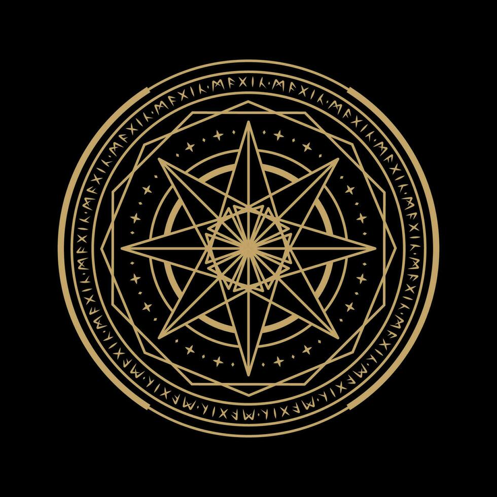 mysterious golden magical circle vector design
