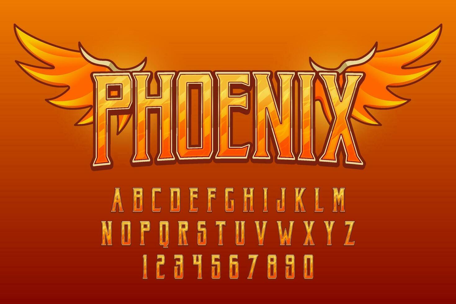 decorative editable phoenix text effect vector design