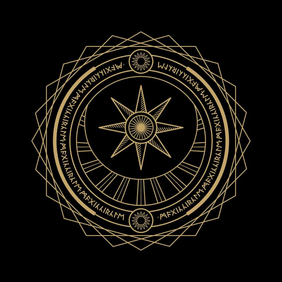 mysterious golden magical circle vector design