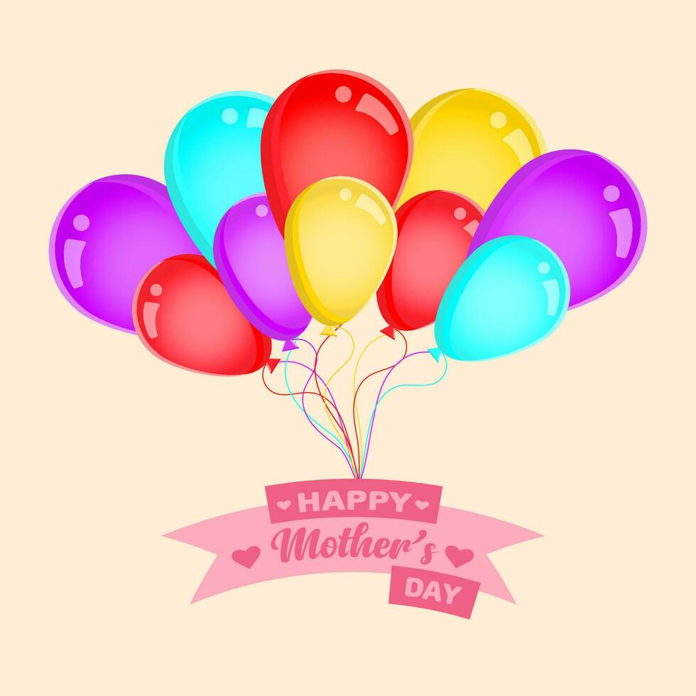 contento madres día saludo diseño con un manojo de vistoso globos vector