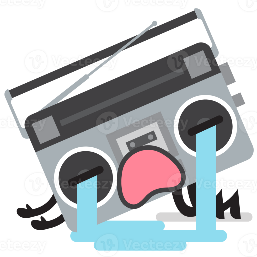 tristeza retro rádio personagem emoji png