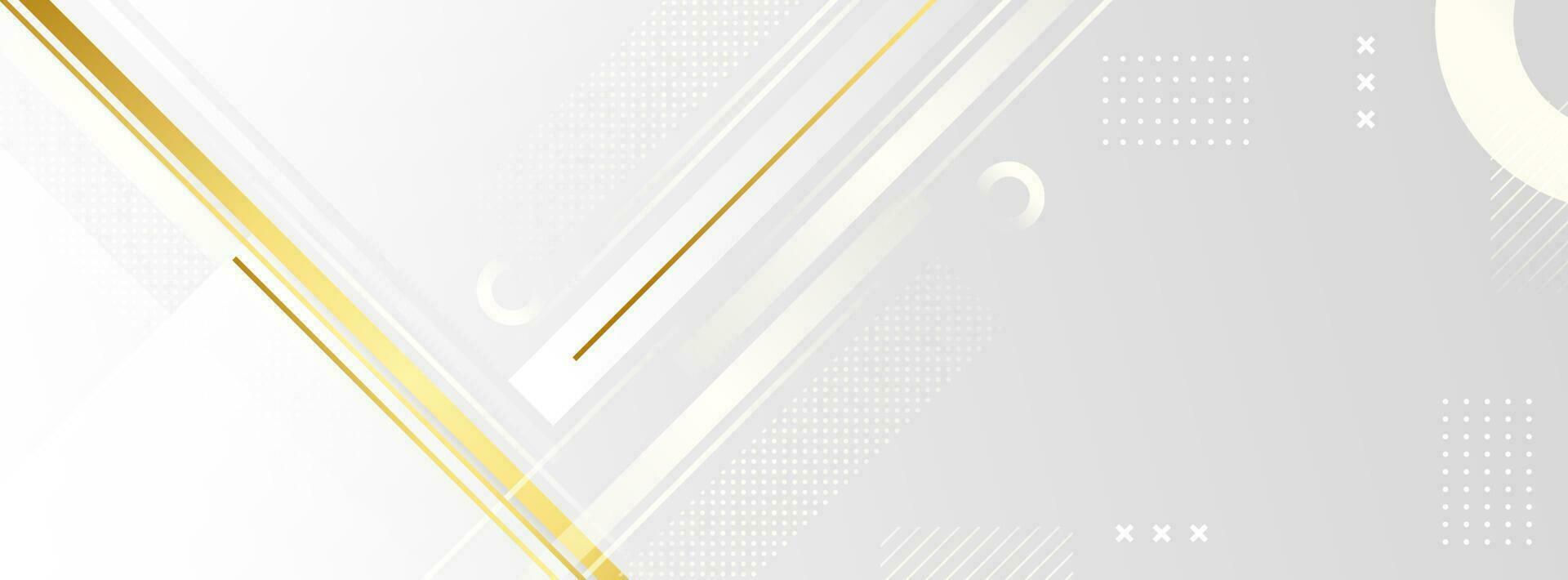 Modern banner background. colorful, white and gray gradations, gold lines, elements, memphis vector