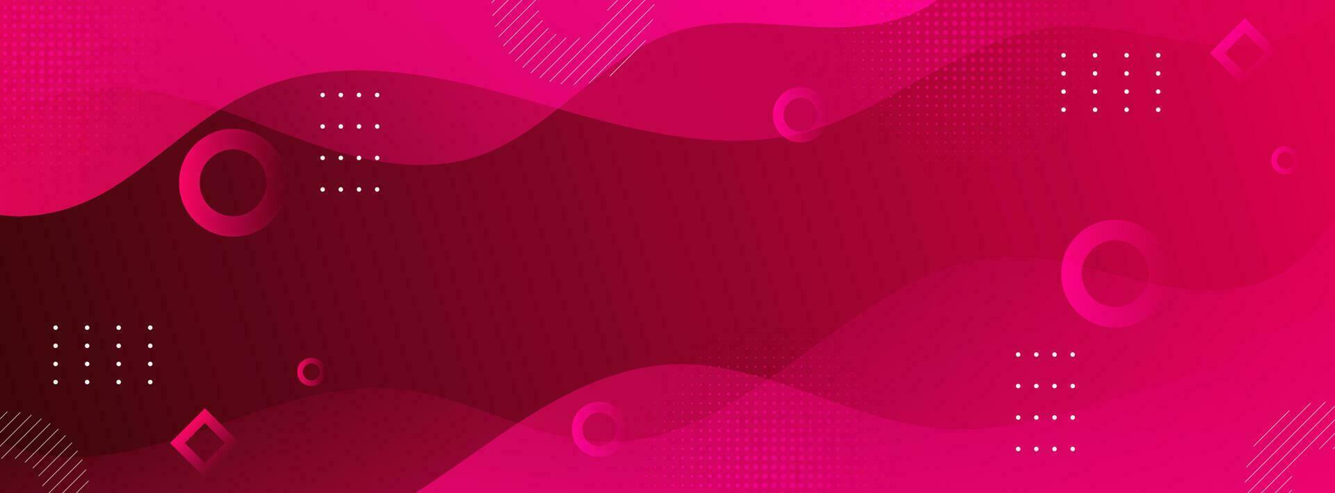 Modern banner background. colorful, pink gradation, wave effect, memphis, elements vector