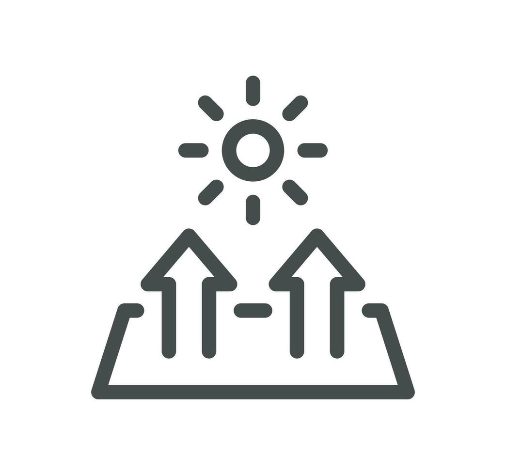 Sun protection related icon outline and linear vector. vector