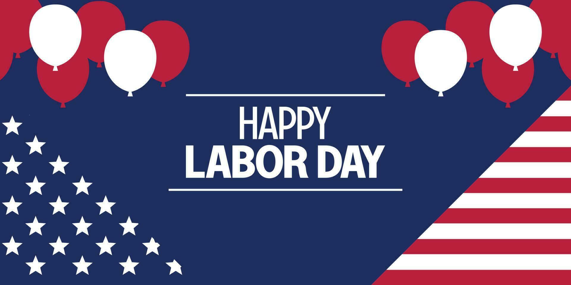 Happy Labor Day template background. American national holiday illustration with US flag and balloon ornament vector