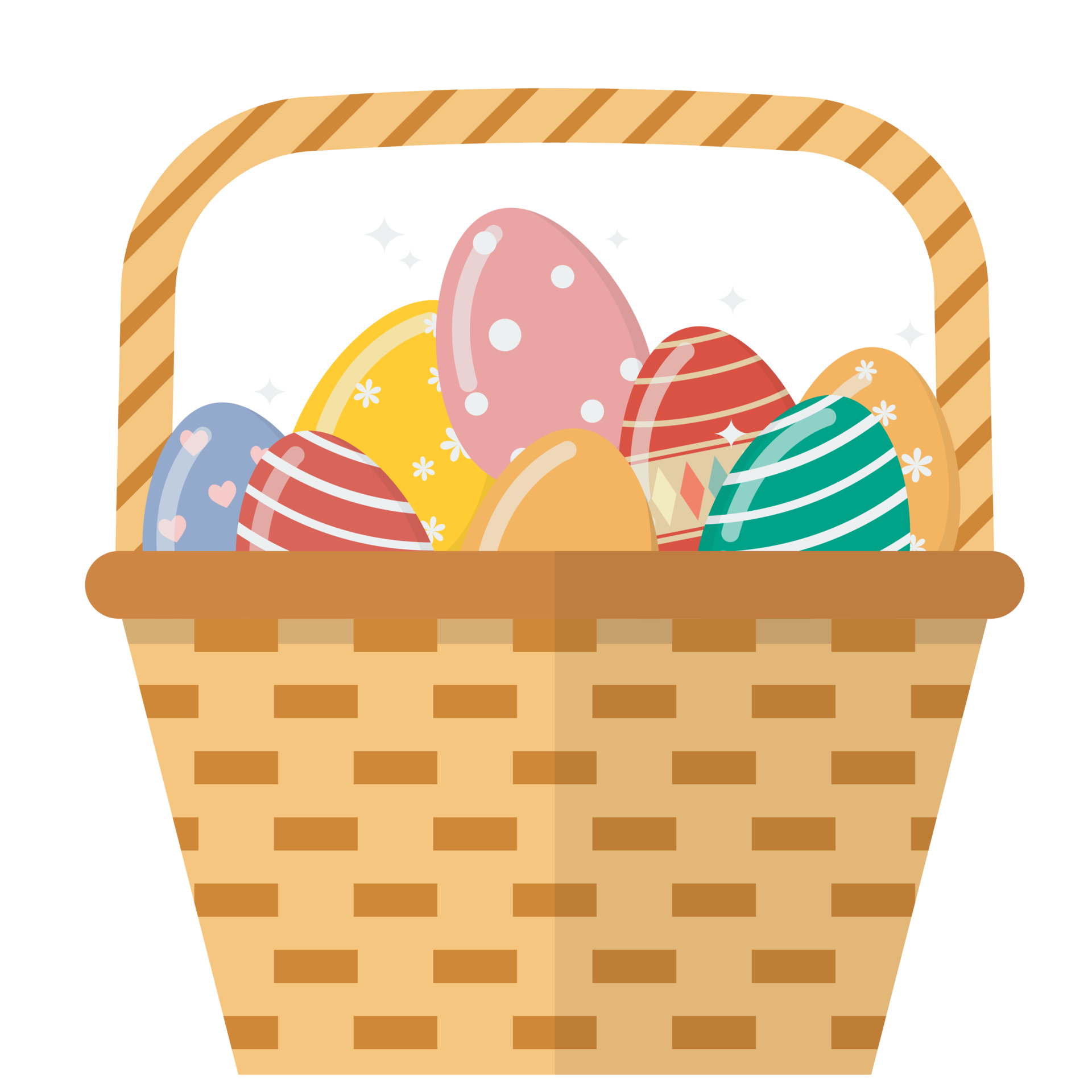 Easter Eggs in Basket PNG Transparent Clipart​