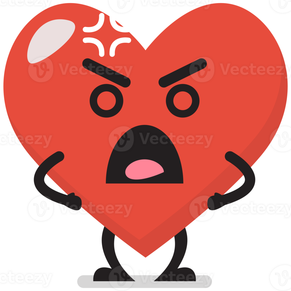 Angry heart character emoji png