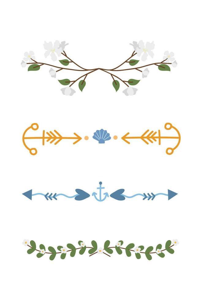 Floral Ornaments, Frames, dividers, borders, frames and lines. For Invitations, Banners, Posters, Placards, Badges. Vector isolated illustration.