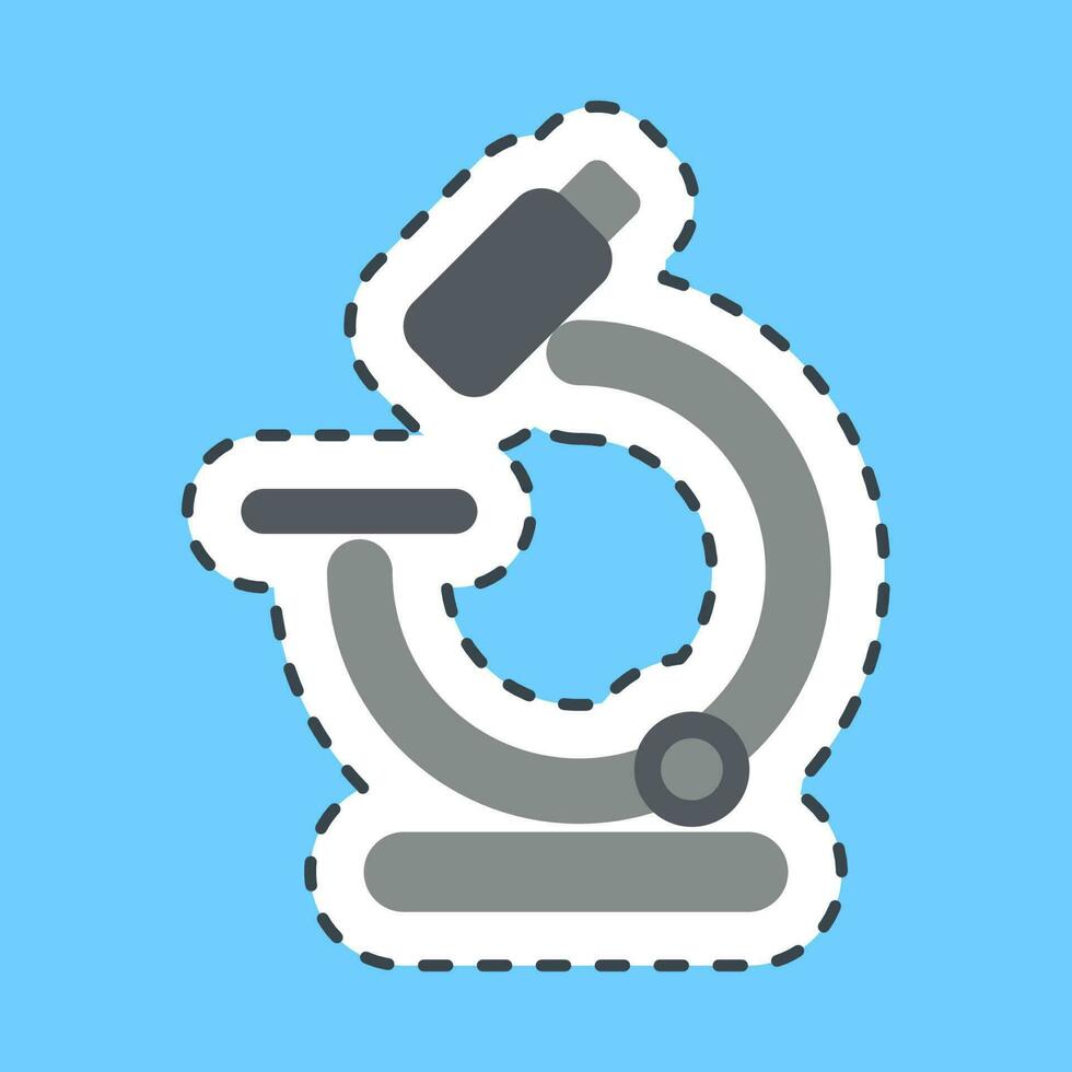 Sticker line cut microscope. School and education elements. Good for prints, posters, logo, advertisement, infographics, etc. vector