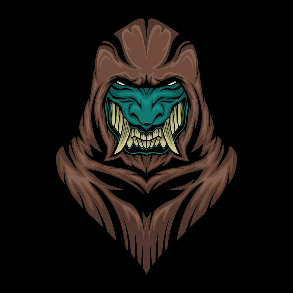 Hooded monster gaming mascot logo vector