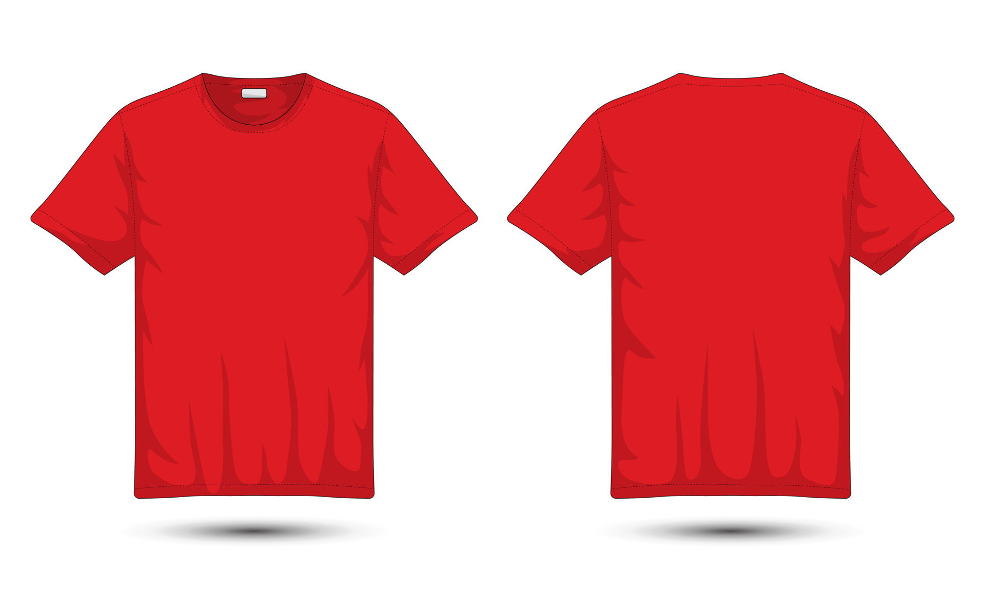 Red T-shirt mockup front and back view. Vector illustration 23256735 ...