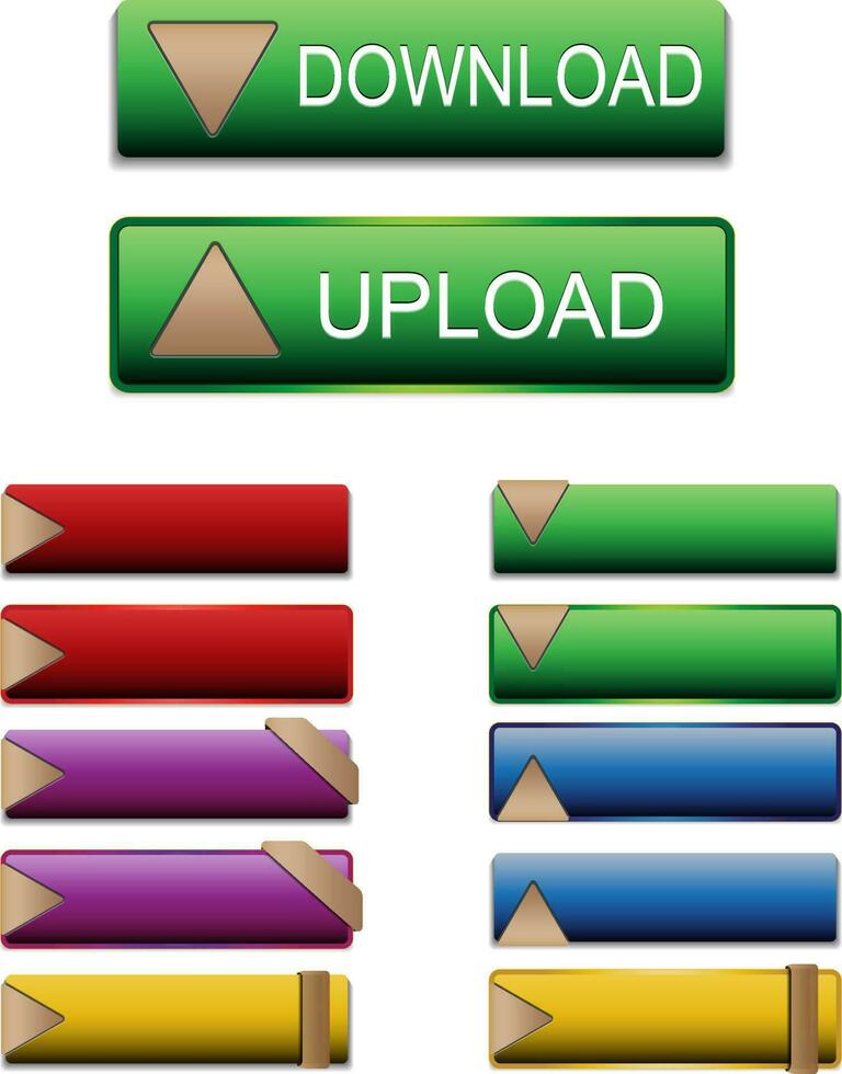 download and upload button web basic vector