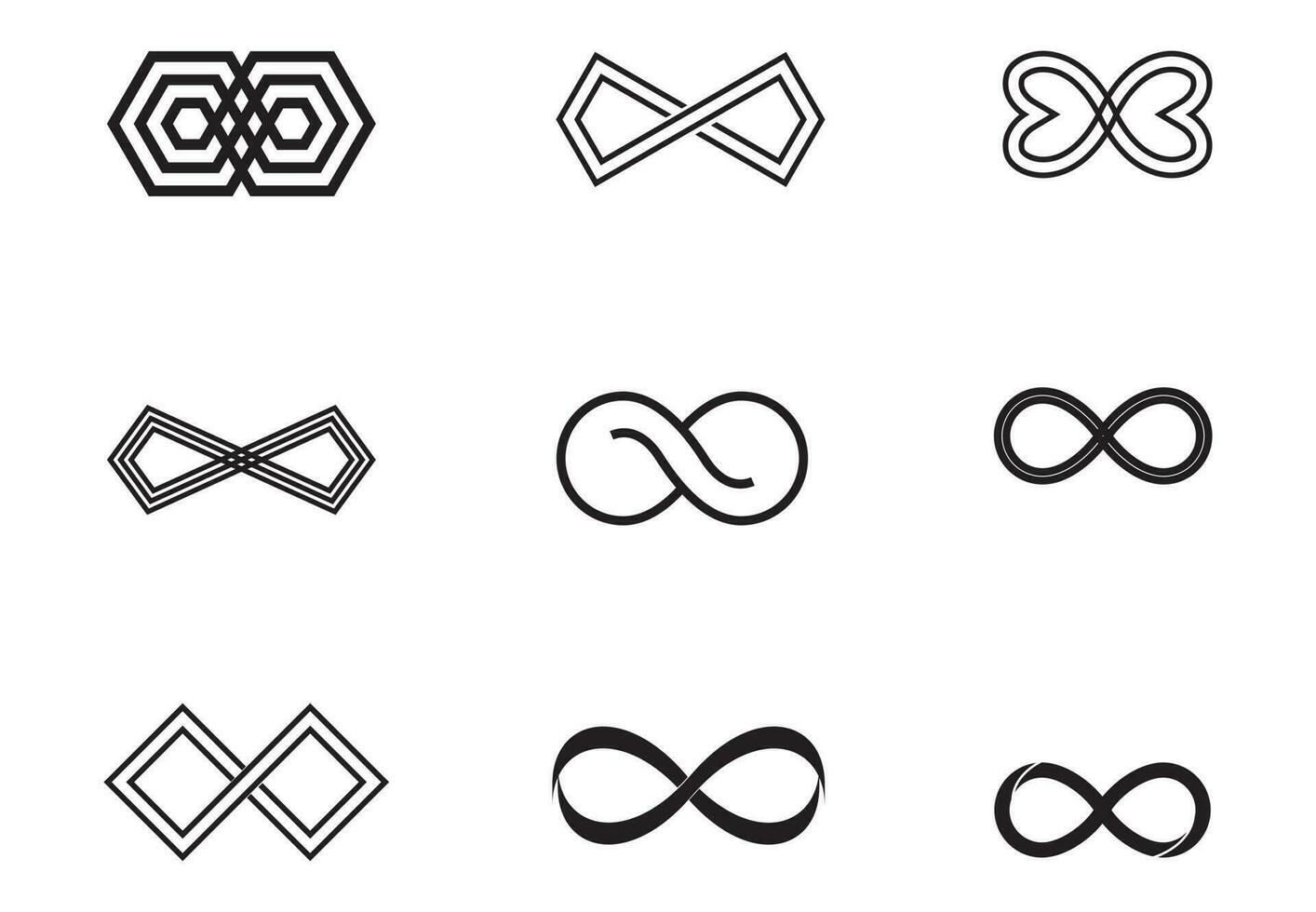 infinity symbol, simple icon. White icon on black background. In Stock  Vector