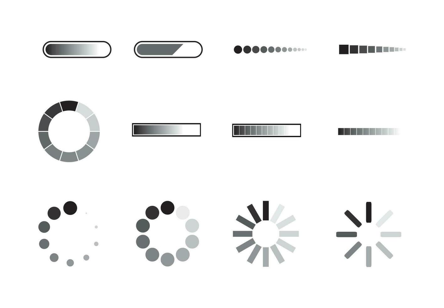 Set of loading icons illustration on background vector