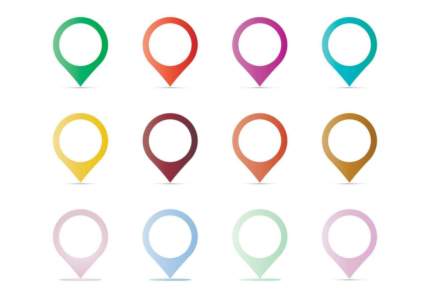 Set of colorful blank map pointer vector illustration on background