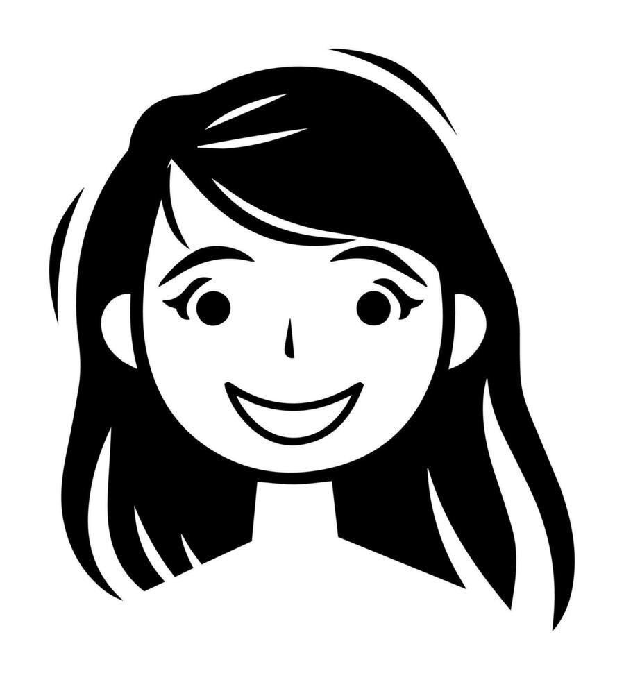 sonriente contento niña icono vector