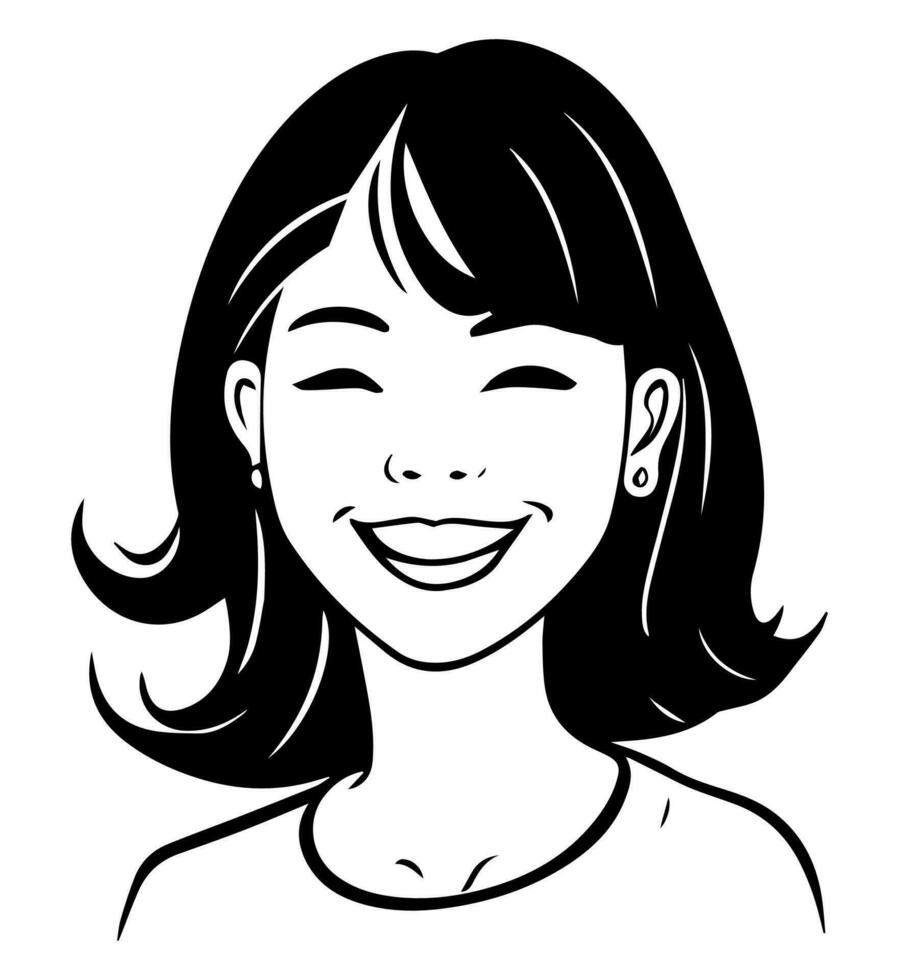 sonriente contento niña icono vector