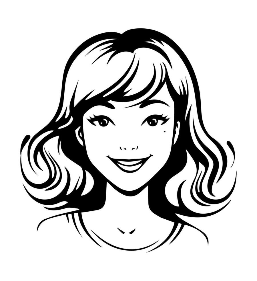 Smiling happy girl icon vector