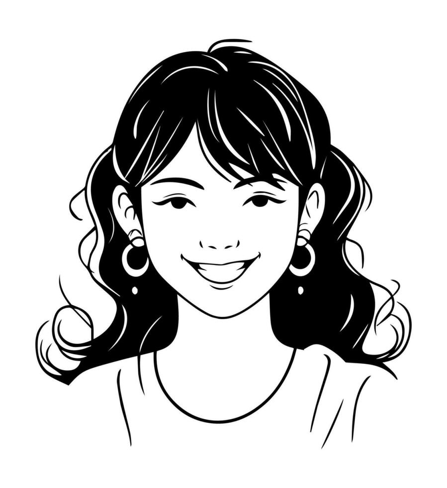Smiling happy girl icon vector