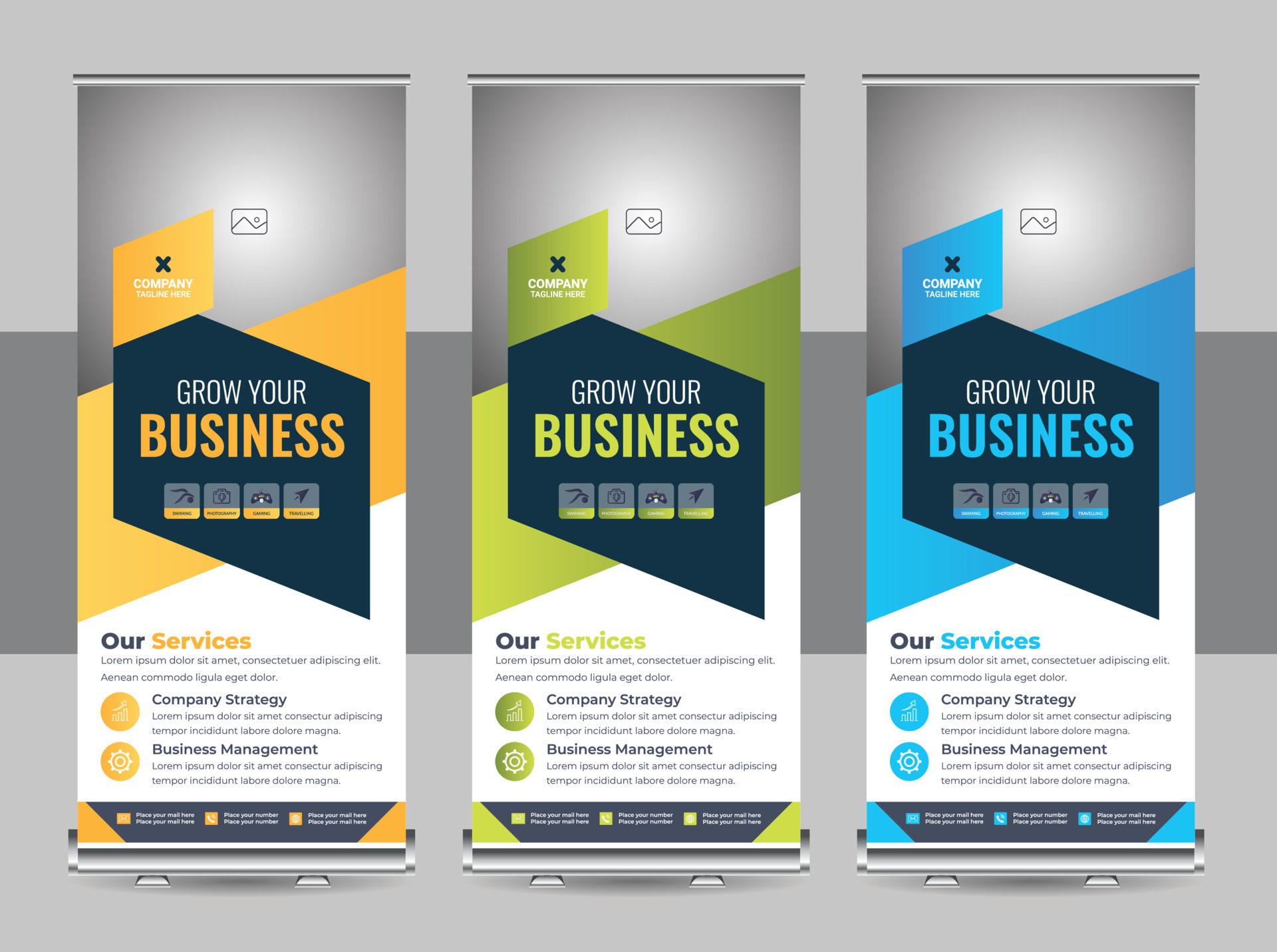 Attractive modern roll up banner design template for business 23257322