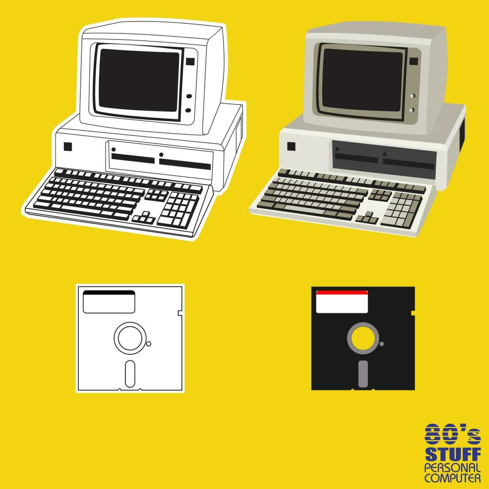 80s personal computer vector