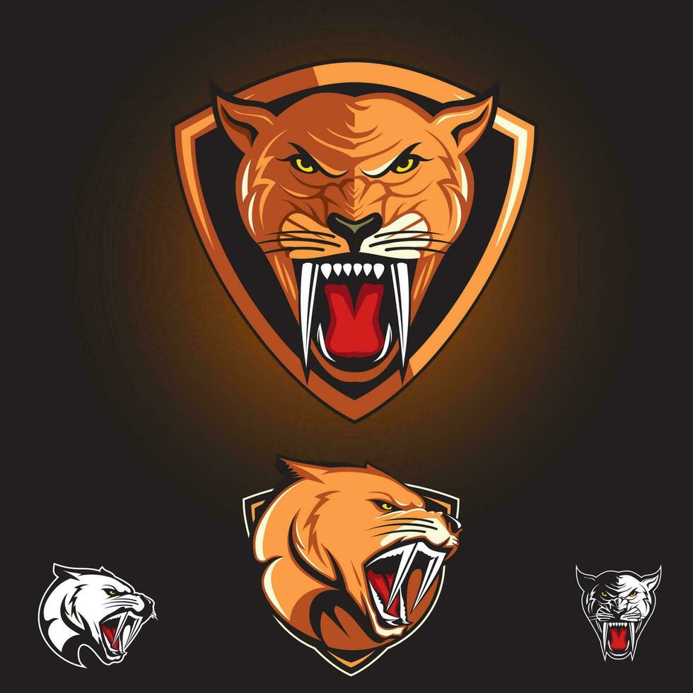 Sabertooth Cat, Smilodon logo vector